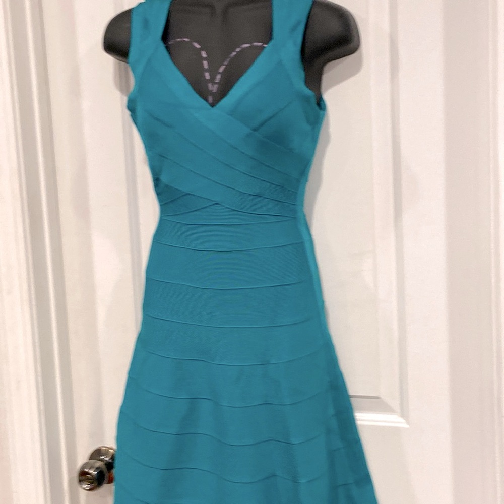 Vibrant color, stripes shaping dress by Herve Leger